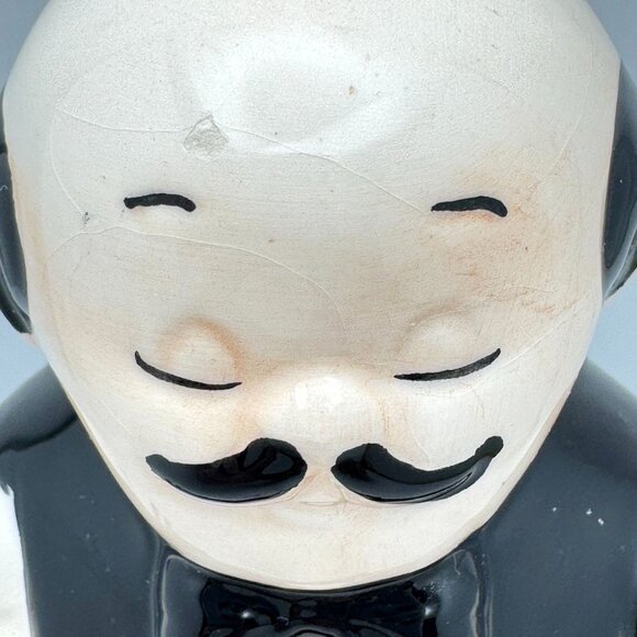 Vintage Ceramic Waiter Tea Canister Dispenser With Lid - 6.5" Black & White - Picture 2 of 11